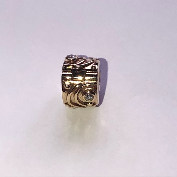 Pandora Solid 14k Gold Diamond Babbling Brook Clip Charm G585 Ale - Picture 8 of 13